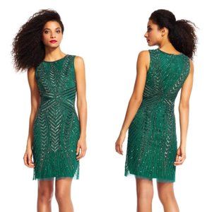 Adrianna Papell Dark Green, Beaded Cocktail Dress